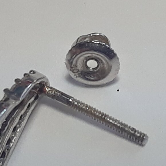 .34ctw Natural Blk&Wht Diamond 10kt White Gold Open Loop screw back Earring19878 - Picture 5 of 5